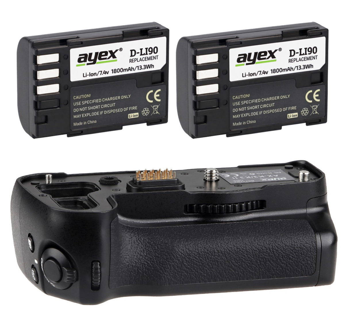 Batteriegriff Set für Pentax K3 K3II wie D-BG5 + 2x D-Li90 Akku