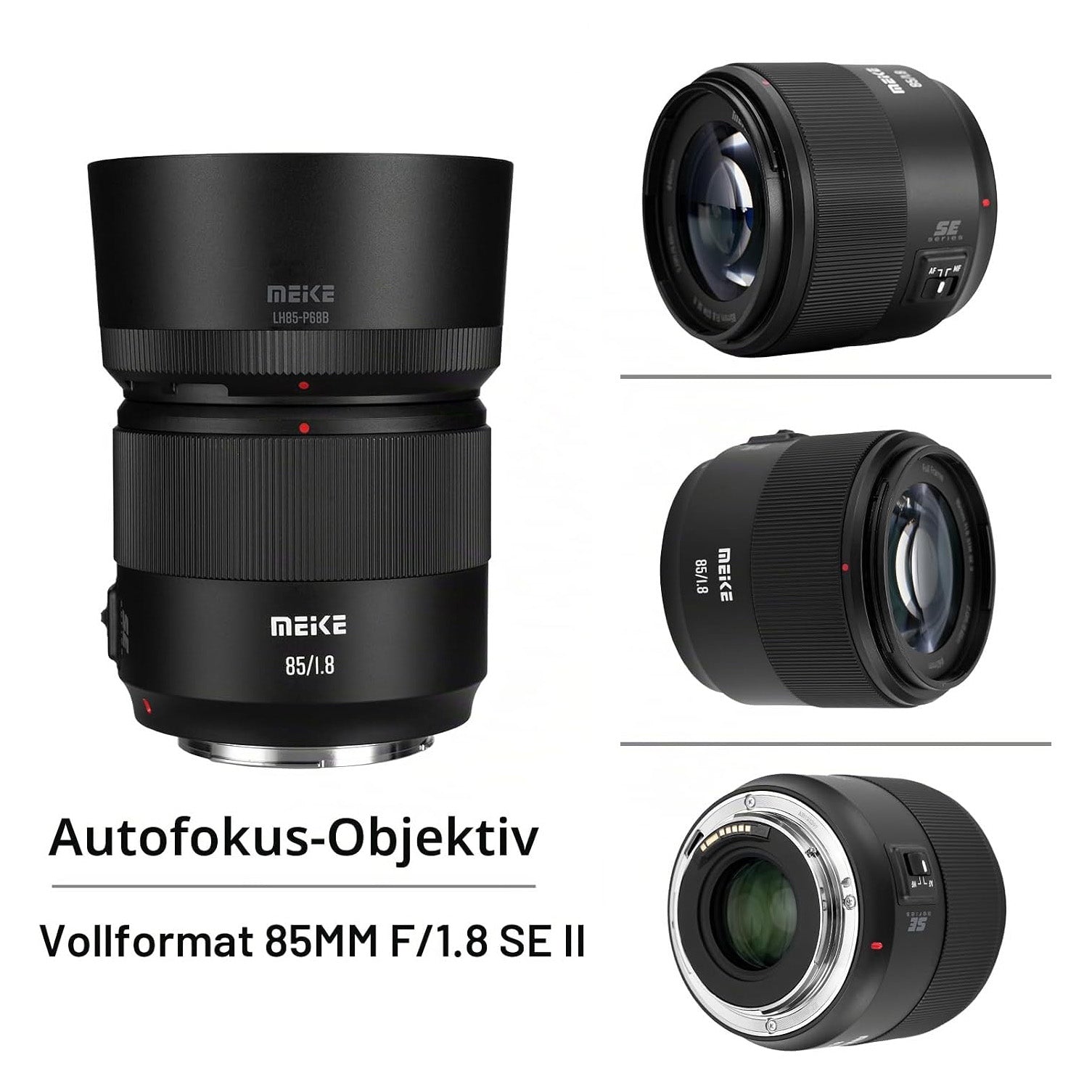 Meike 85mm F1.8 SE Mark II AF STM Objektiv für Canon EF Vollformat Porträtobjektiv