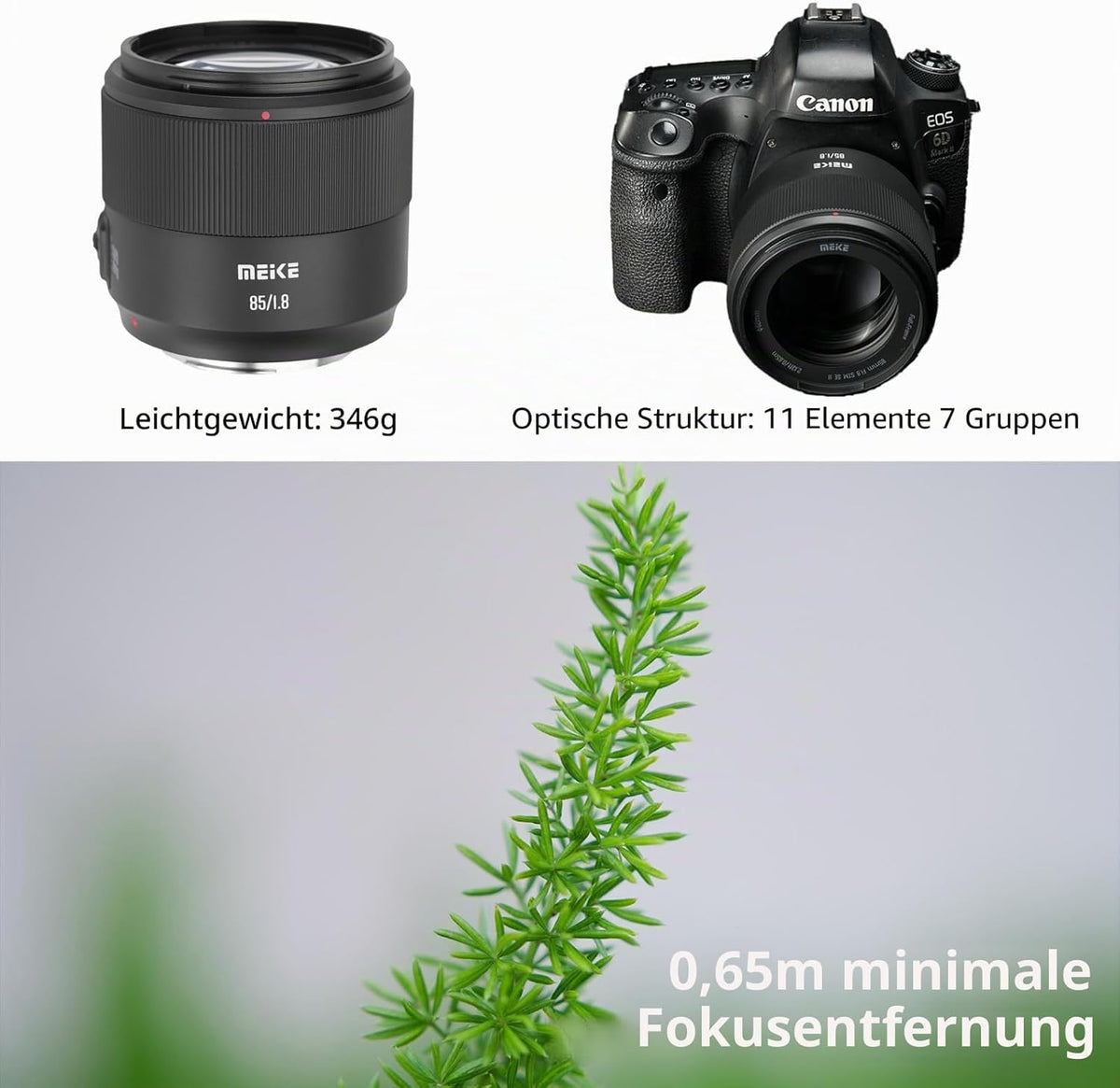 Meike 85mm F1.8 SE Mark II AF STM Objektiv für Canon EF Vollformat Porträtobjektiv