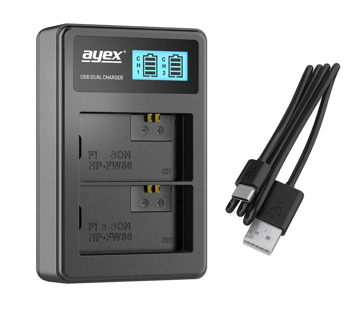 Batteriegriff Set für Sony Alpha A7II A7RII A7SII + 2x NP-FW50 Akku + 1x USB Dual Ladegerät