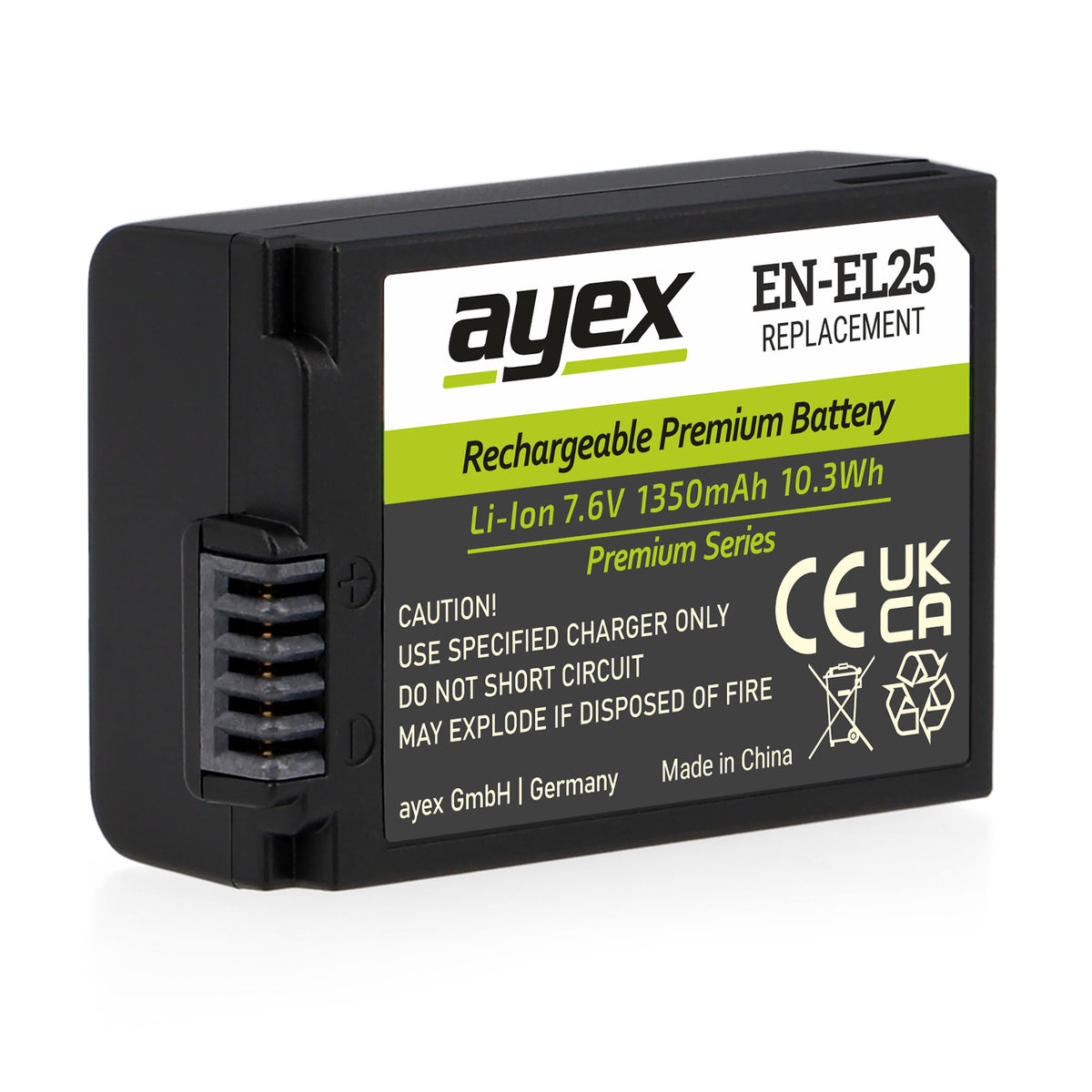 ayex EN-EL25 Akku 1350mAh 7.6V (10.3Wh) Premium Series für Nikon Z30 Z50 Z50 II Z fc
