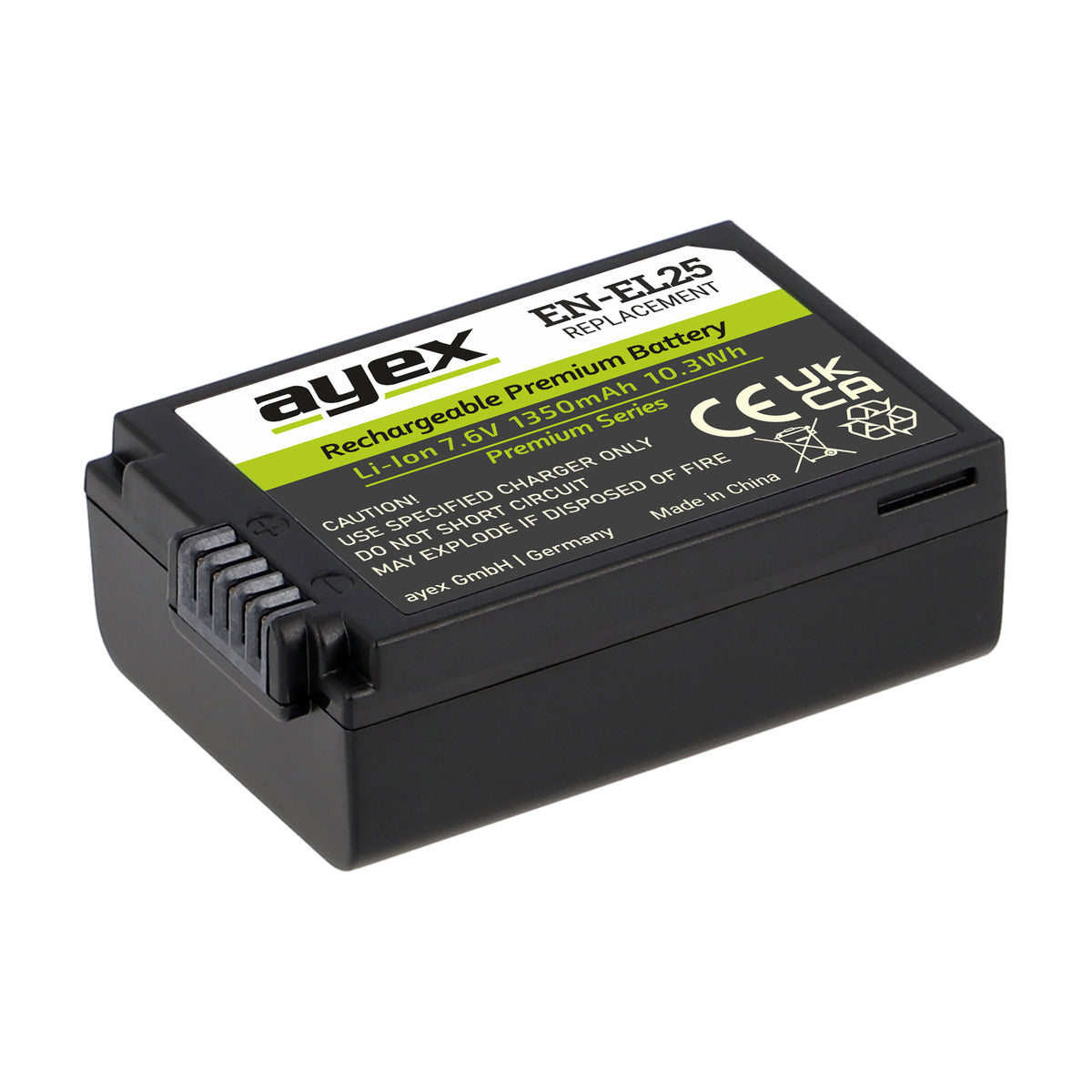 ayex EN-EL25 Akku 1350mAh 7.6V (10.3Wh) Premium Series für Nikon Z30 Z50 Z50 II Z fc