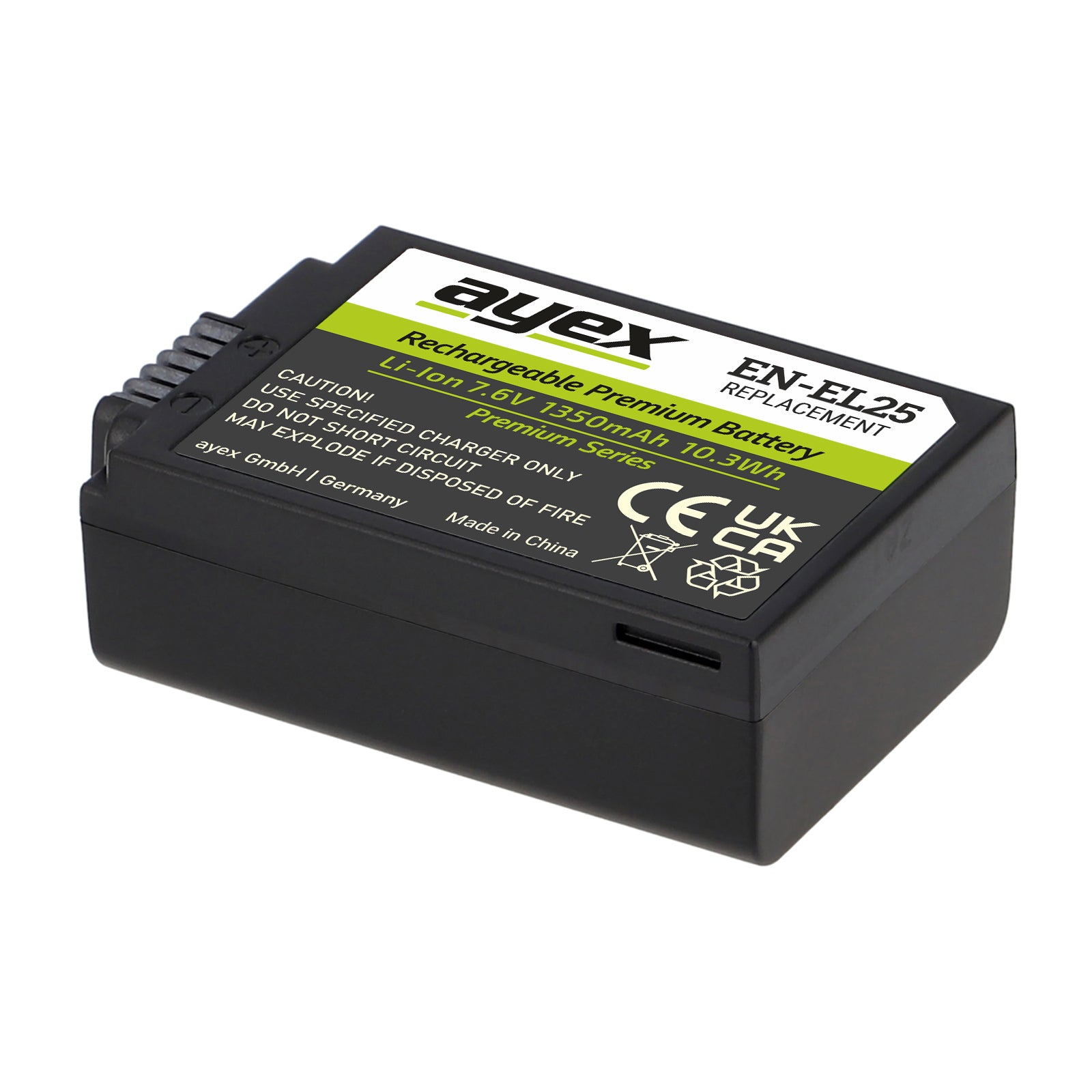 ayex EN-EL25 Akku 1350mAh 7.6V (10.3Wh) Premium Series für Nikon Z30 Z50 Z50 II Z fc
