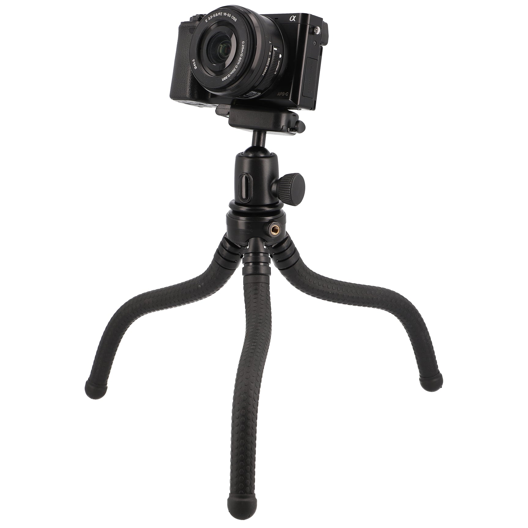 Flexibles 2-in-1 Tischstativ & Selfie-Pod mit Kugelkopf - Biegsame Beine & 1/4"-Anschlüsse