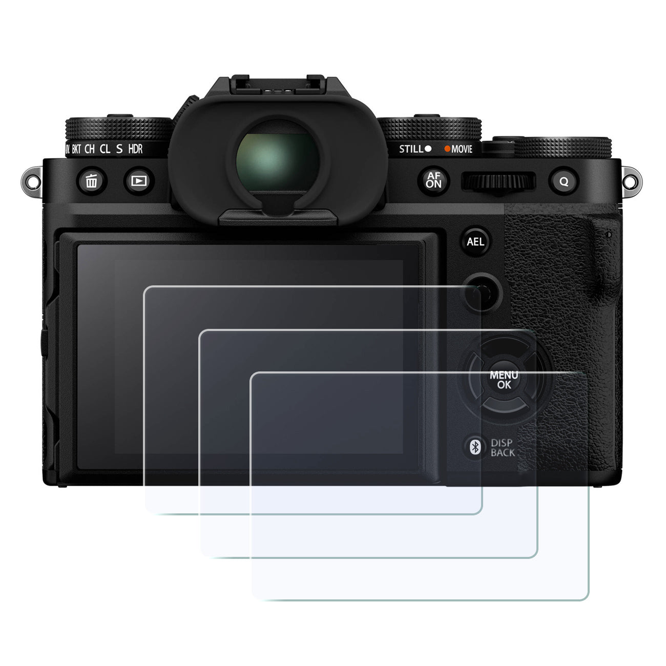 Display-Schutzglas für Fujifilm X-T4, X-T5, X100V, X-E4, X-Pro3, X-H2S, HS10 – 0,3 mm 9H gehärtetes Glas 3 Stück