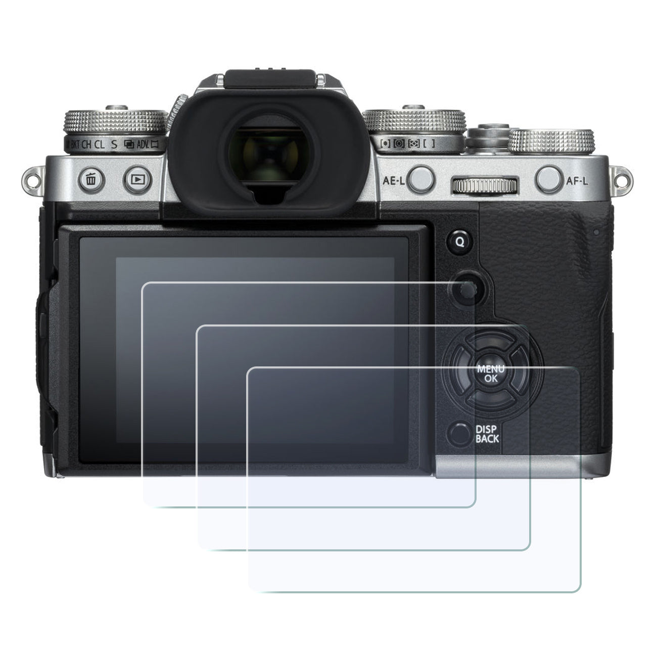 Display-Schutzglas für Fujifilm X-T3, X70 – 0,3 mm 9H gehärtetes Glas 3 Stück