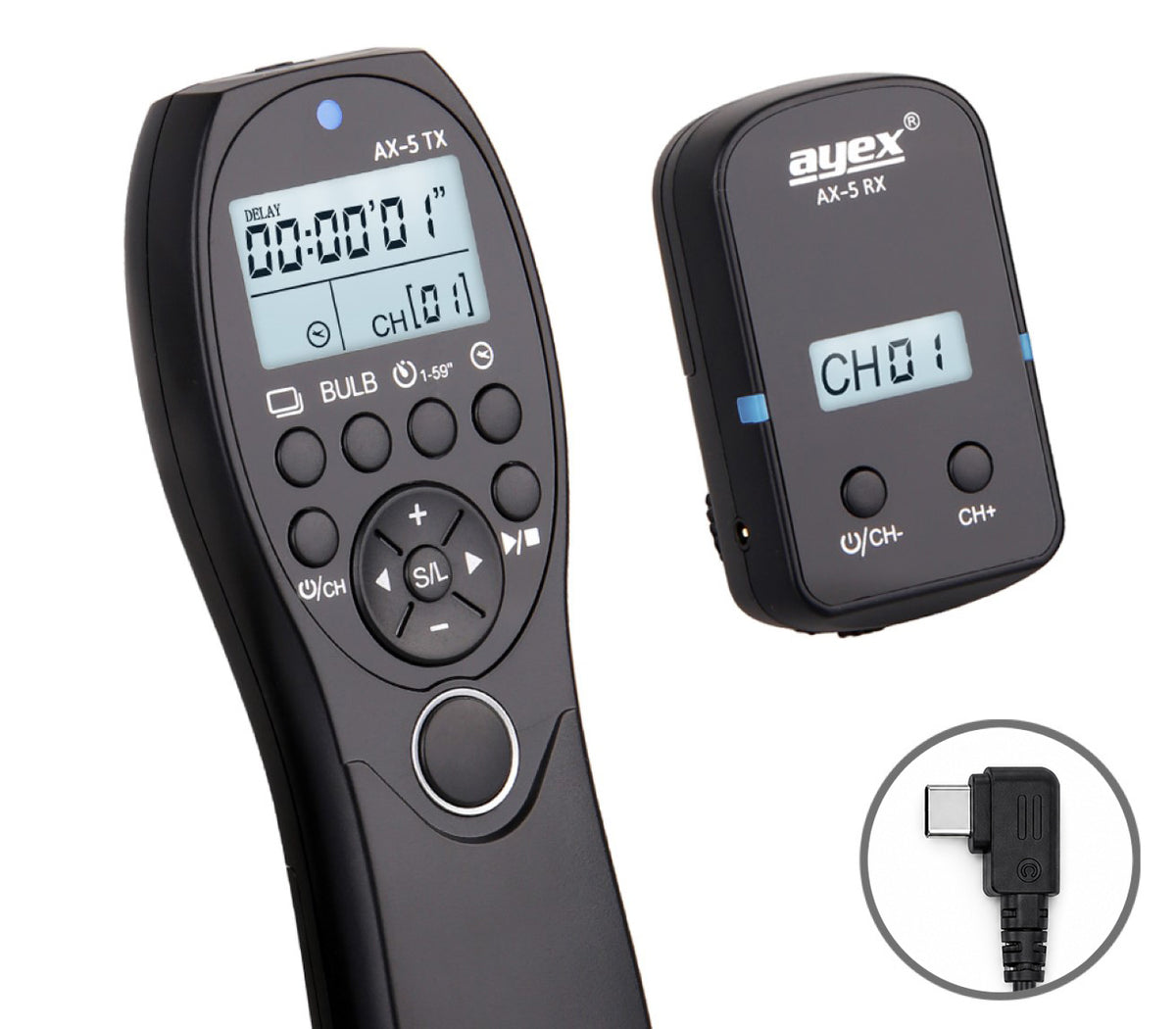 Funk Timer Fernauslöser AX-5 USB-C für Sony Alpha 7C II 7C R 7 V A6700 Intervall Timelapse Bulb Serienaufnahme