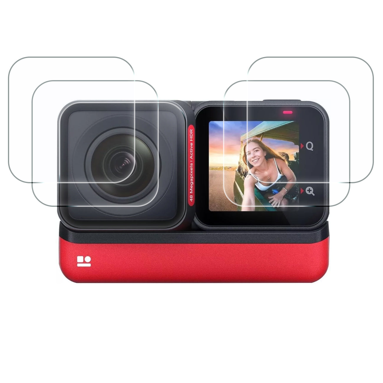 Display- & Objektiv-Schutzglas für Insta360 One RS – 9H gehärtetes Glas, 2 + 2 Stück