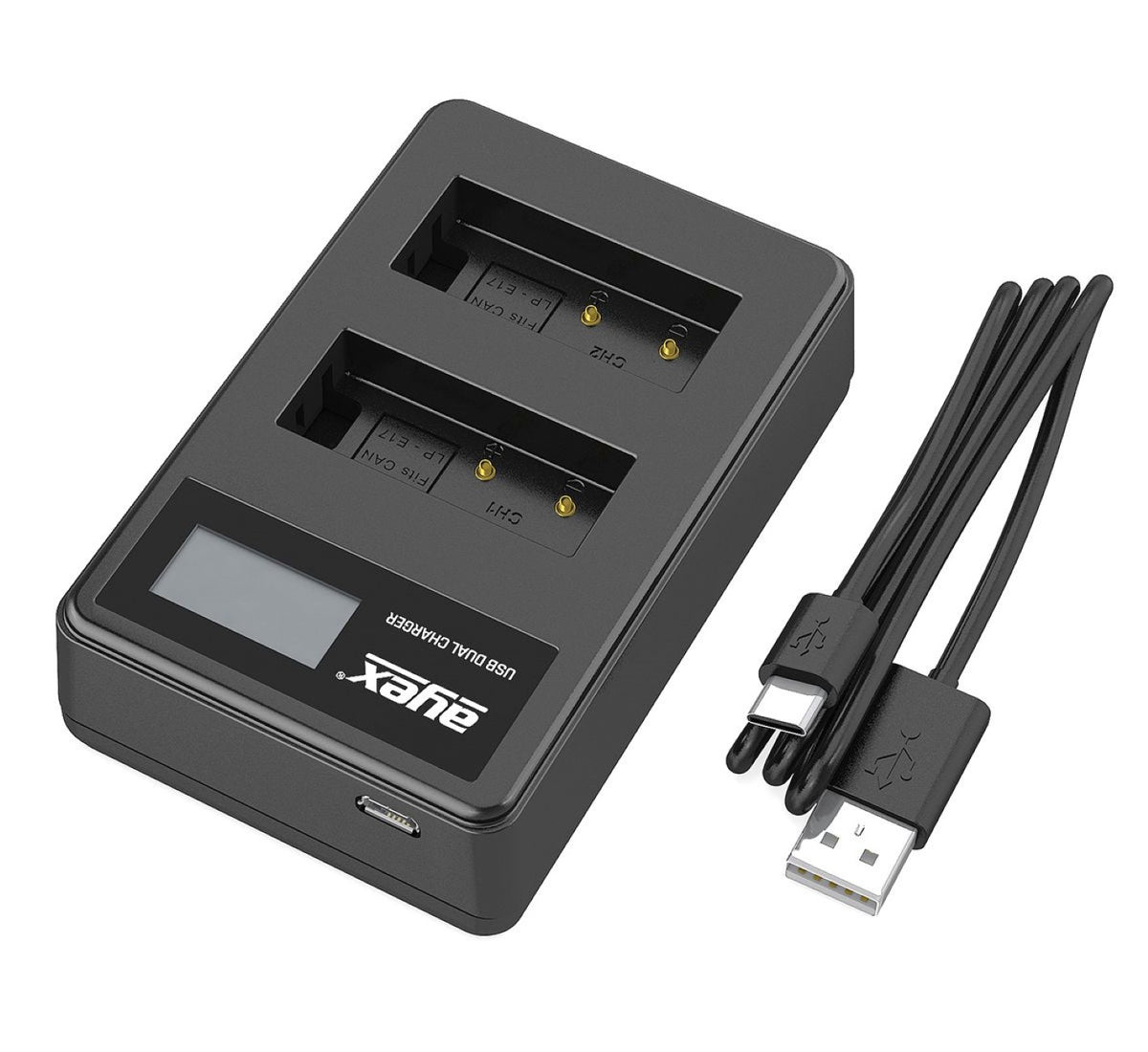 ayex Power Set mit 2x LP-E17 Akku + 1x USB Dual Ladegerät für Canon EOS 800D 760D 200D 77D M6