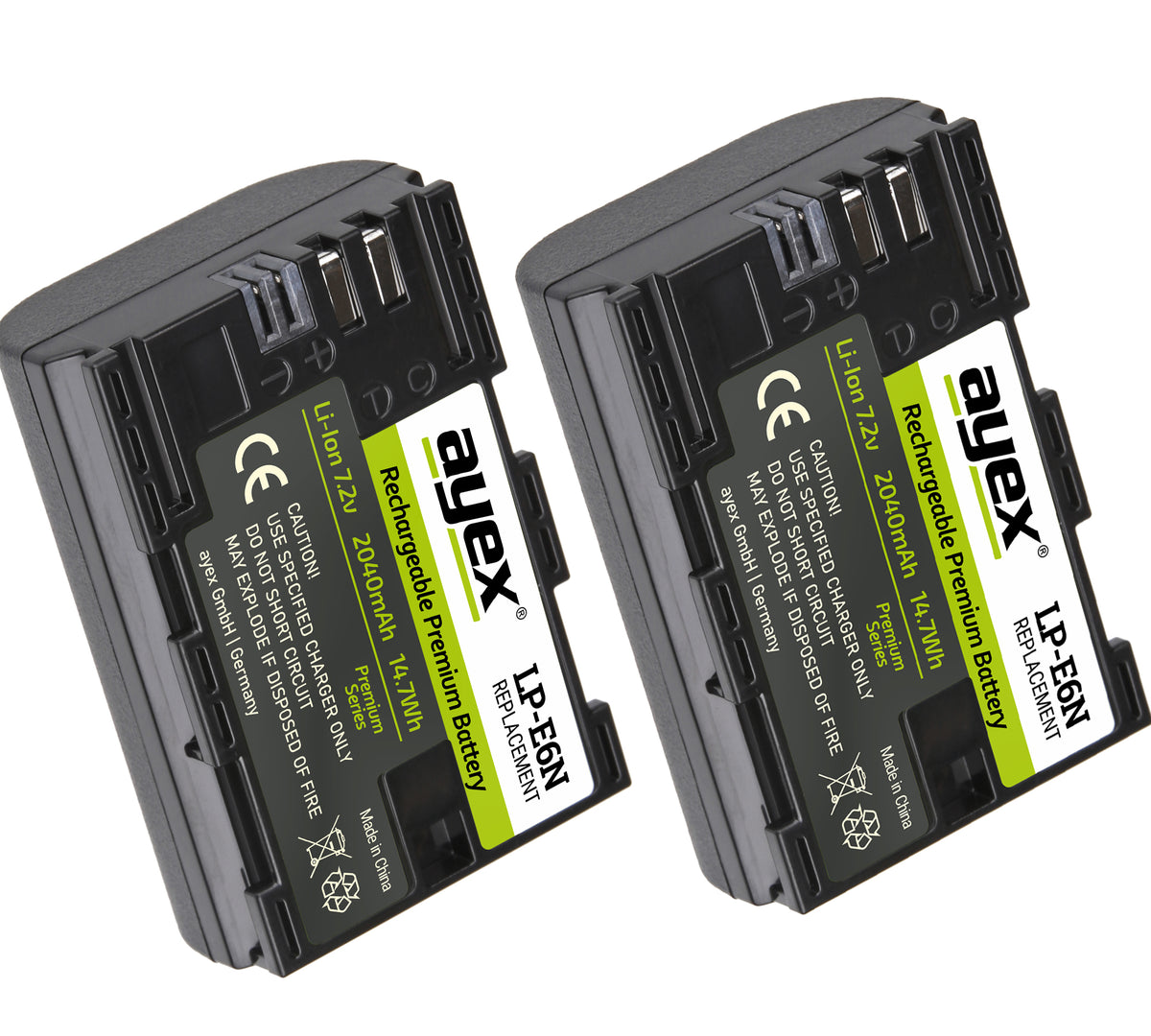 ayex Power Set mit 2x LP-E6N Akku + USB-Ladegerät inkl. Kfz-Ladekabel für zB Canon EOS R 90D