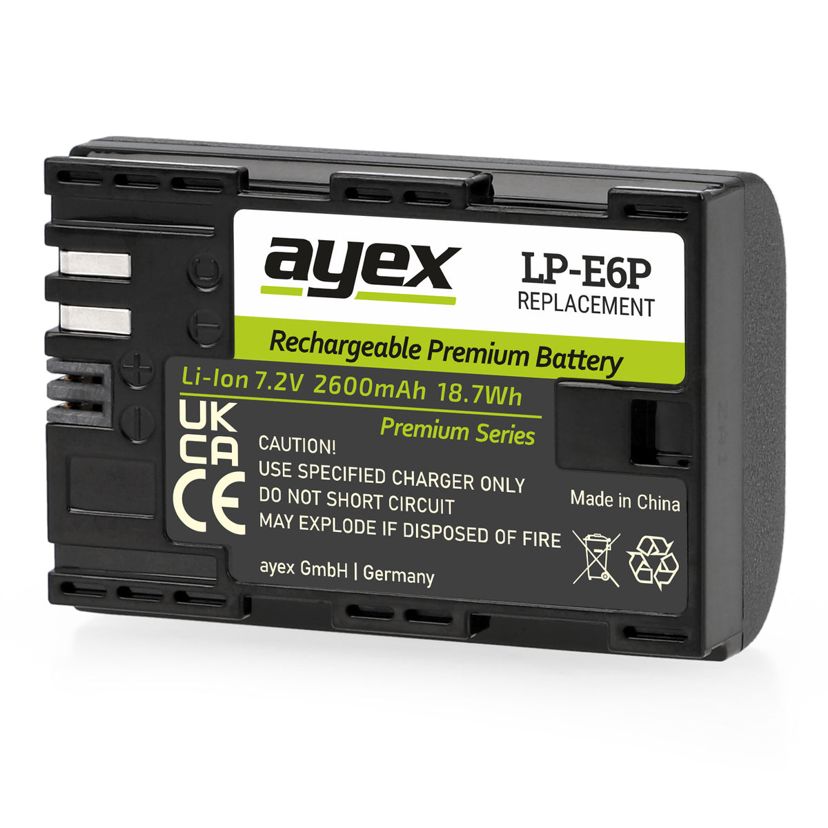 ayex LP-E6P Akku 2600mAh für Canon EOS R5 Mark II, R6, R7, R5, 5D Mark IV