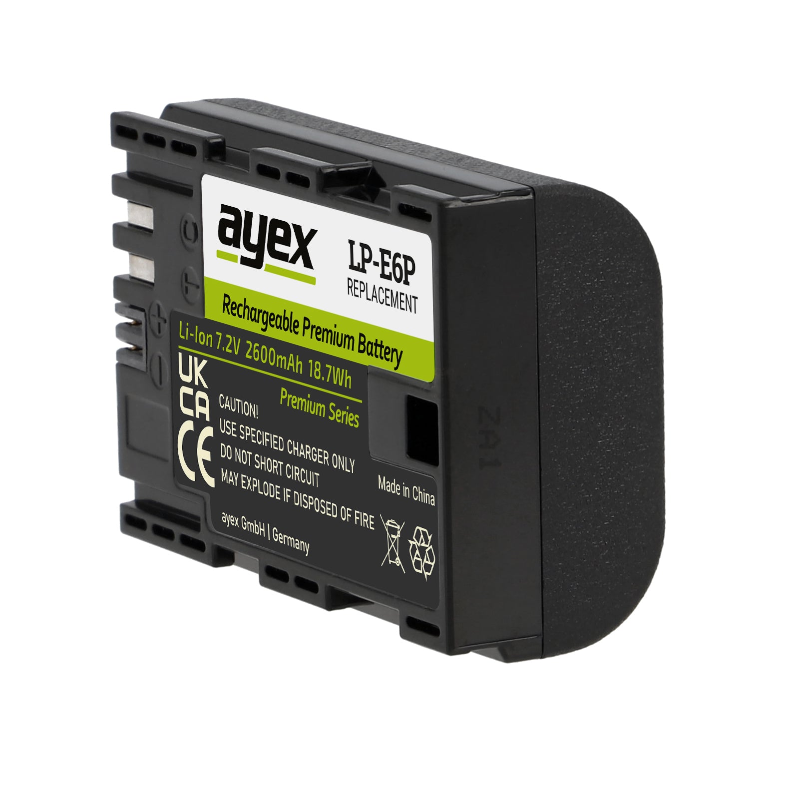 ayex LP-E6P Akku 2600mAh für Canon EOS R5 Mark II, R6, R7, R5, 5D Mark IV