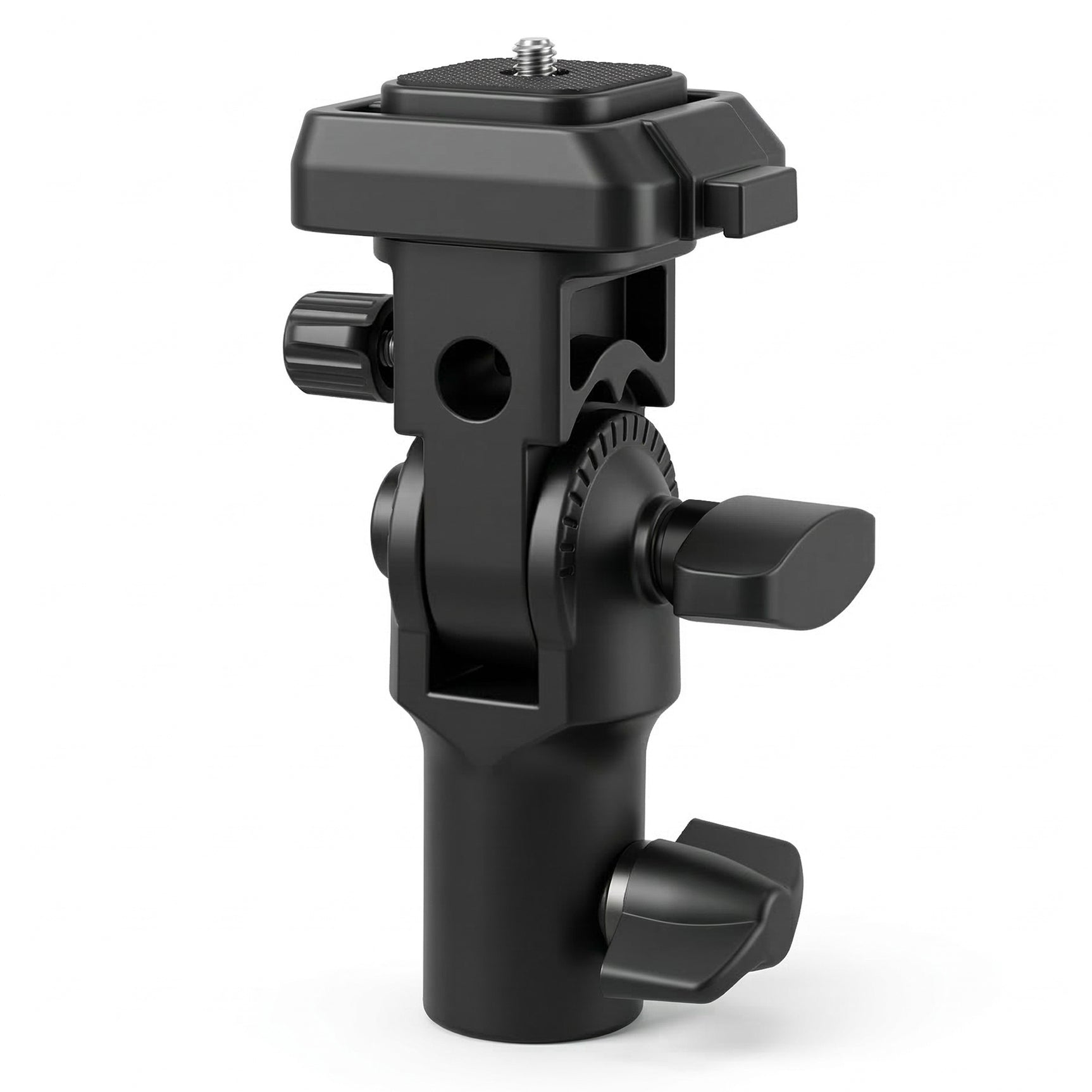 Lampenstativ Adapter mit Schnellwechselplatte – Neigekopf mit Schirmhalter für Blitz, LED-Licht und Kamera