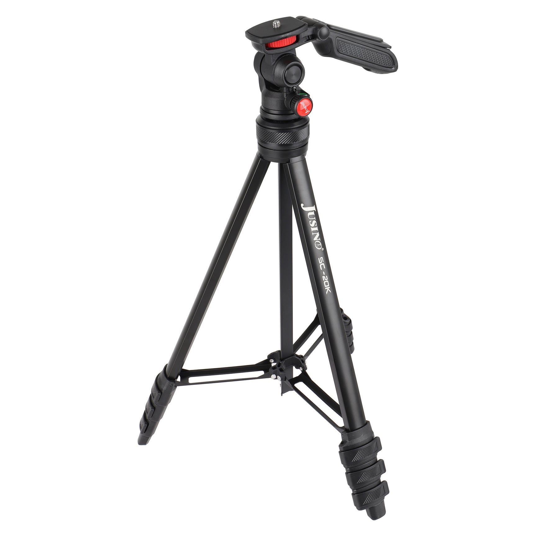 JUSINO leichtes Traveller Stativ 4 Segmente bis 139cm Aluminium 2,5kg belastbar
