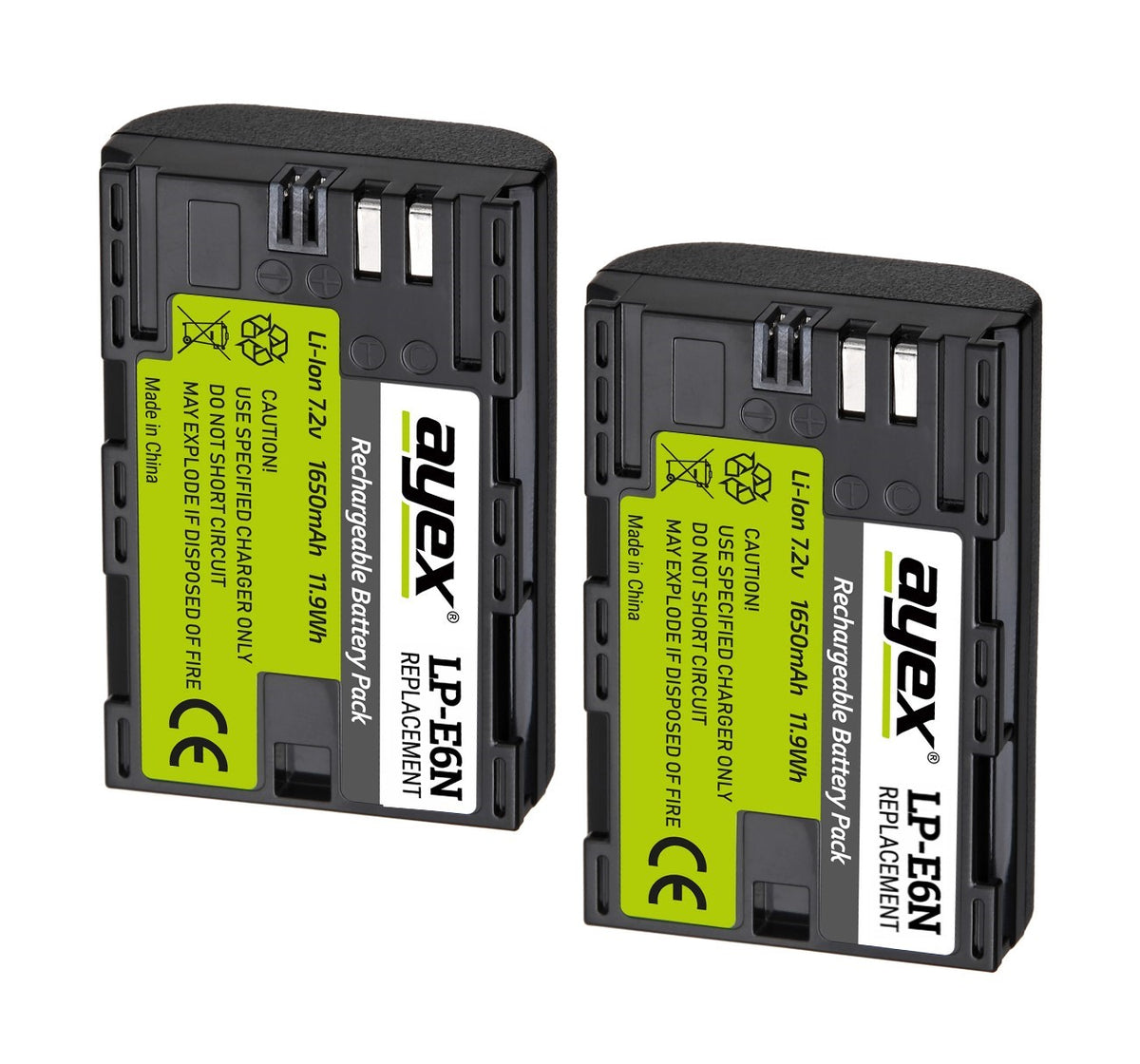 2 Stück ayex LP-E6N Akku - für Canon Kameras wie EOS R