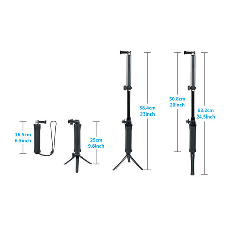 Selfie Stick Monopod mit Stativständer für GoPro & DJI Actionkameras dynamische Aufnahmen