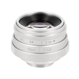 35mm F1.6 C-Mount Objektiv Silber/Schwarz - Manuelles APS-C Portrait- & Cine-Objektiv aus Metall