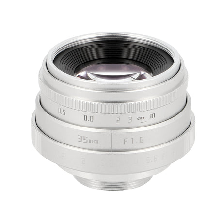 35mm F1.6 C-Mount Objektiv Silber/Schwarz - Manuelles APS-C Portrait- & Cine-Objektiv aus Metall