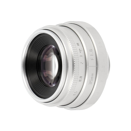 35mm F1.6 C-Mount Objektiv Silber/Schwarz - Manuelles APS-C Portrait- & Cine-Objektiv aus Metall