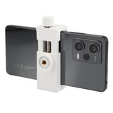 Universal Smartphone Halterung für Stativ & Selfie-Stick 1/4 Zoll verstellbar 55-105mm Hoch- & Querformat Weiß