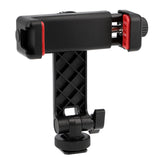 Smartphone Halterung mit Blitzschuh & Blitzfuß – Neigbarer Handyhalter mit Schraubklemme für Kamera, Mikrofon & LED-Licht (55–90 mm)