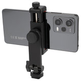 Smartphone Halterung mit Blitzschuh & Blitzfuß – Neigbarer Handyhalter mit Schraubklemme für Kamera, Mikrofon & LED-Licht (55–90 mm)