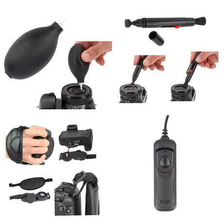 Zubehör Set für Fujifilm RR100 mit Fernauslöser AX-10 Blasebalg Handschlaufe Reinigungsstift