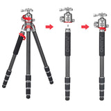 JUSINO Leichtes Karbon Fotostativ mit Kugelkopf Stativ bis 138cm 12kg AF-254C FGS-36
