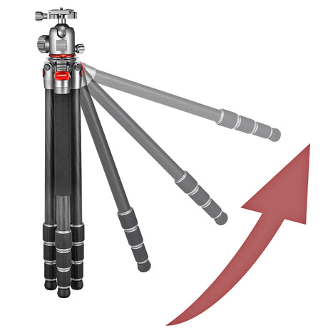 JUSINO Leichtes Karbon Fotostativ mit Kugelkopf Stativ bis 138cm 12kg AF-254C FGS-36