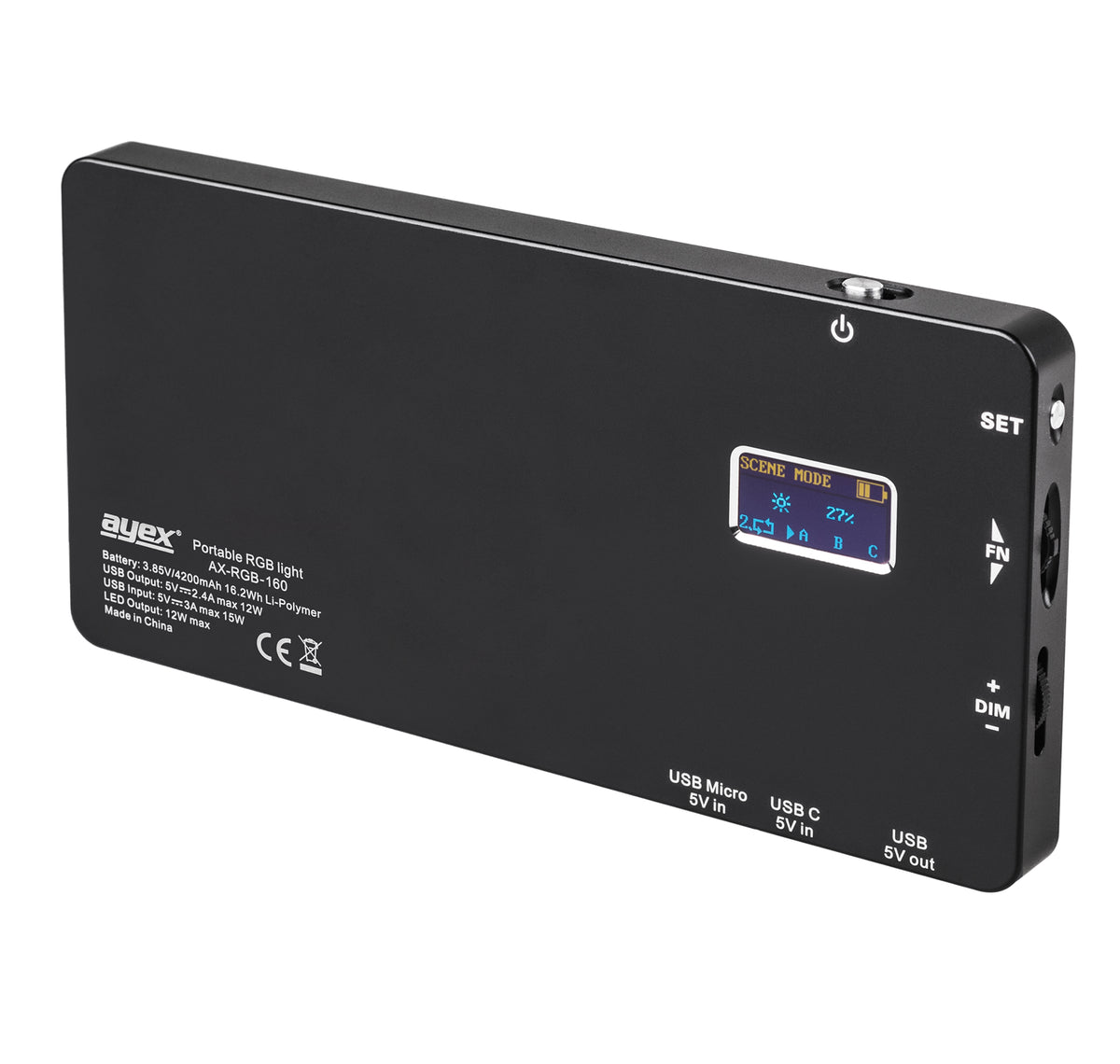Tragbares LED Videolicht USB CRI 95 & 360° Vollfarbe 9 Lichtszenarios 2500K-8500k 160 LED-Perlen dimmbar für perfekte Ausleuchtung