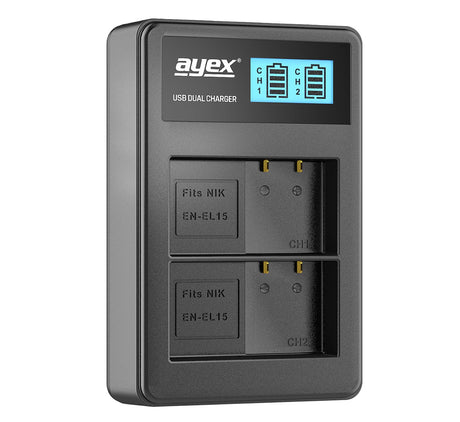 Batteriegriff Set für Nikon D800 D810 wie MB-D12 + 2x EN-EL15B Akku + 1x USB Dual Ladegerät
