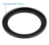 Step Up Ring 49mm-72mm Reduzierring Adapterring Universal passend