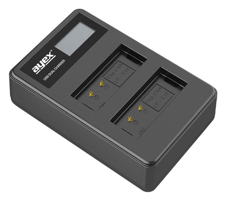 USB Dual Ladegerät für Canon LP-E10 Akkus beleuchtetes Display Ladestandanzeige