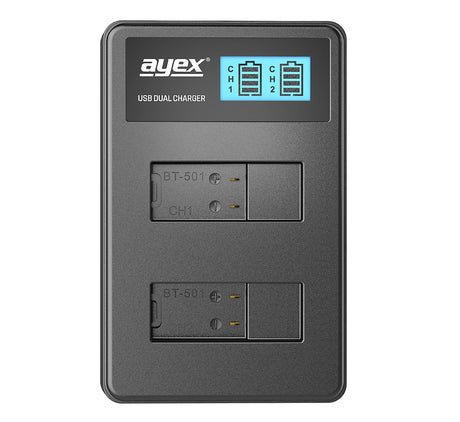 USB Dual Ladegerät für GoPro AHDBT-501 Akkus Hero 8 7 6 5 beleuchtetes Display Ladestandanzeige