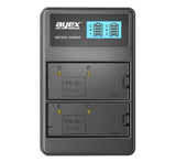 USB Dual Ladegerät für Olympus BLH-1 Akkus beleuchtetes Display Ladestandanzeige