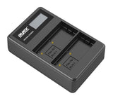 USB Dual Ladegerät für Olympus BLH-1 Akkus beleuchtetes Display Ladestandanzeige