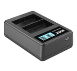 USB Dual Ladegerät für Panasonic DMW-BLF19E Akkus beleuchtetes Display Ladestandanzeige