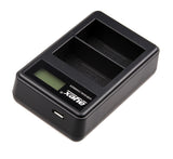 USB Dual Ladegerät für Sony NP-F550 NP-FM550H NP-FM50 Akkus beleuchtetes Display Ladestandanzeige