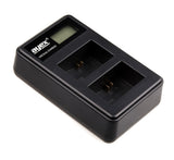 USB Dual Ladegerät für Sony NP-FW50 Akkus beleuchtetes Display Ladestandanzeige
