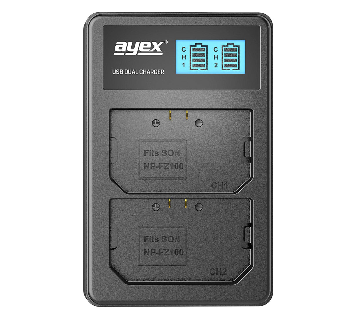 USB Dual Ladegerät für Sony NP-FZ100 Akkus beleuchtetes Display Ladestandanzeige