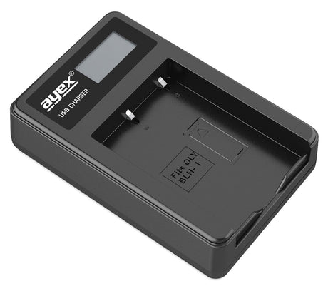 USB Ladegerät für Olympus BLH1 Akkus beleuchtetes Display Ladestandanzeige
