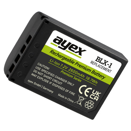 ayex BLX-1 Akku Premium Series Ersatzakku für OM System OM-1 OM-3 OM-1 Mark II