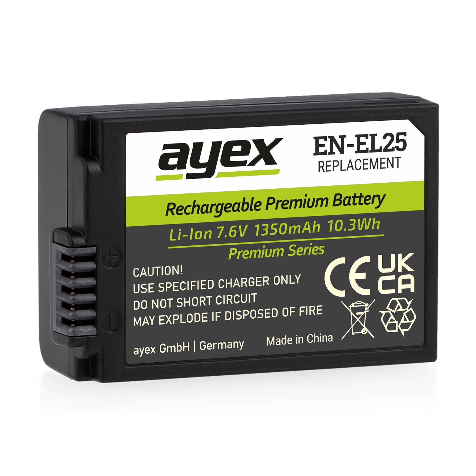 ayex EN-EL25 Akku 1350mAh 7.6V (10.3Wh) Premium Series für Nikon Z30 Z50 Z50 II Z fc