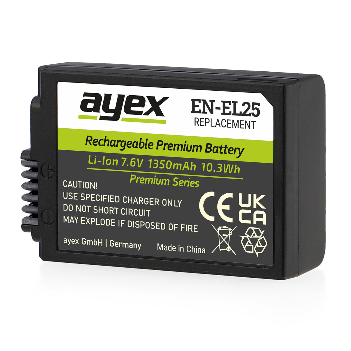 ayex EN-EL25 Akku 1350mAh 7.6V (10.3Wh) Premium Series für Nikon Z30 Z50 Z50 II Z fc