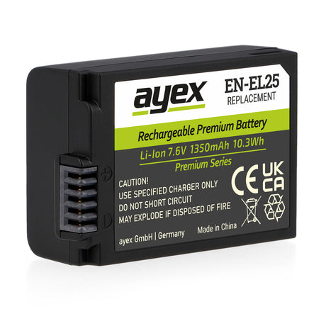 ayex EN-EL25 Akku 1350mAh 7.6V (10.3Wh) Premium Series für Nikon Z30 Z50 Z50 II Z fc