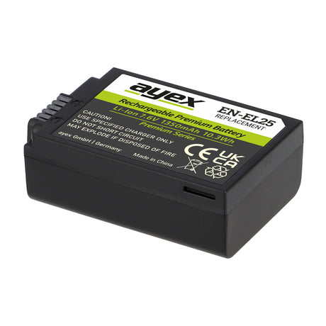 ayex EN-EL25 Akku 1350mAh 7.6V (10.3Wh) Premium Series für Nikon Z30 Z50 Z50 II Z fc