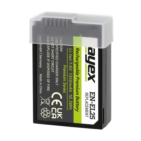 ayex EN-EL25 Akku 1350mAh 7.6V (10.3Wh) Premium Series für Nikon Z30 Z50 Z50 II Z fc