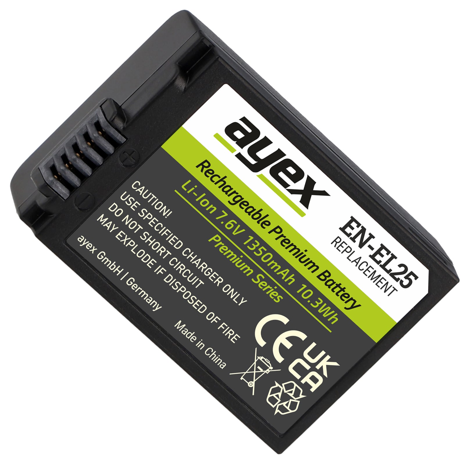 ayex EN-EL25 Akku 1350mAh 7.6V (10.3Wh) Premium Series für Nikon Z30 Z50 Z50 II Z fc