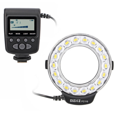 Makro Ringblitz & Ringleuchte für Sony Kameras mit Mittenkontakt Meike FC-110 LED