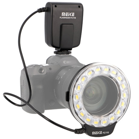 Makro Ringblitz & Ringleuchte für Sony Kameras mit Mittenkontakt Meike FC-110 LED